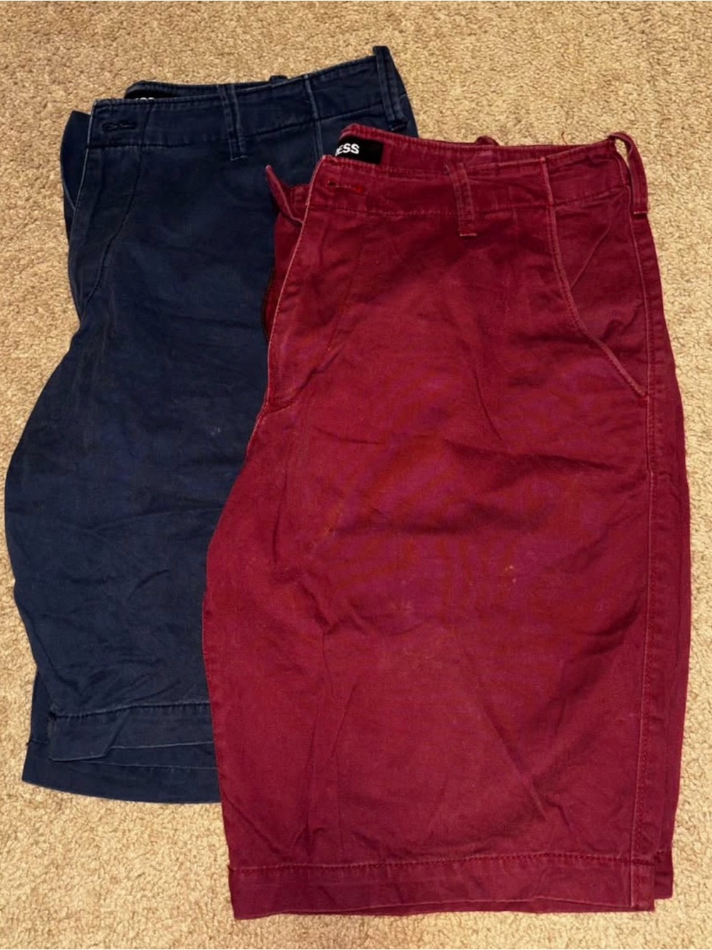 2 pair men’s express shorts navy and maroon